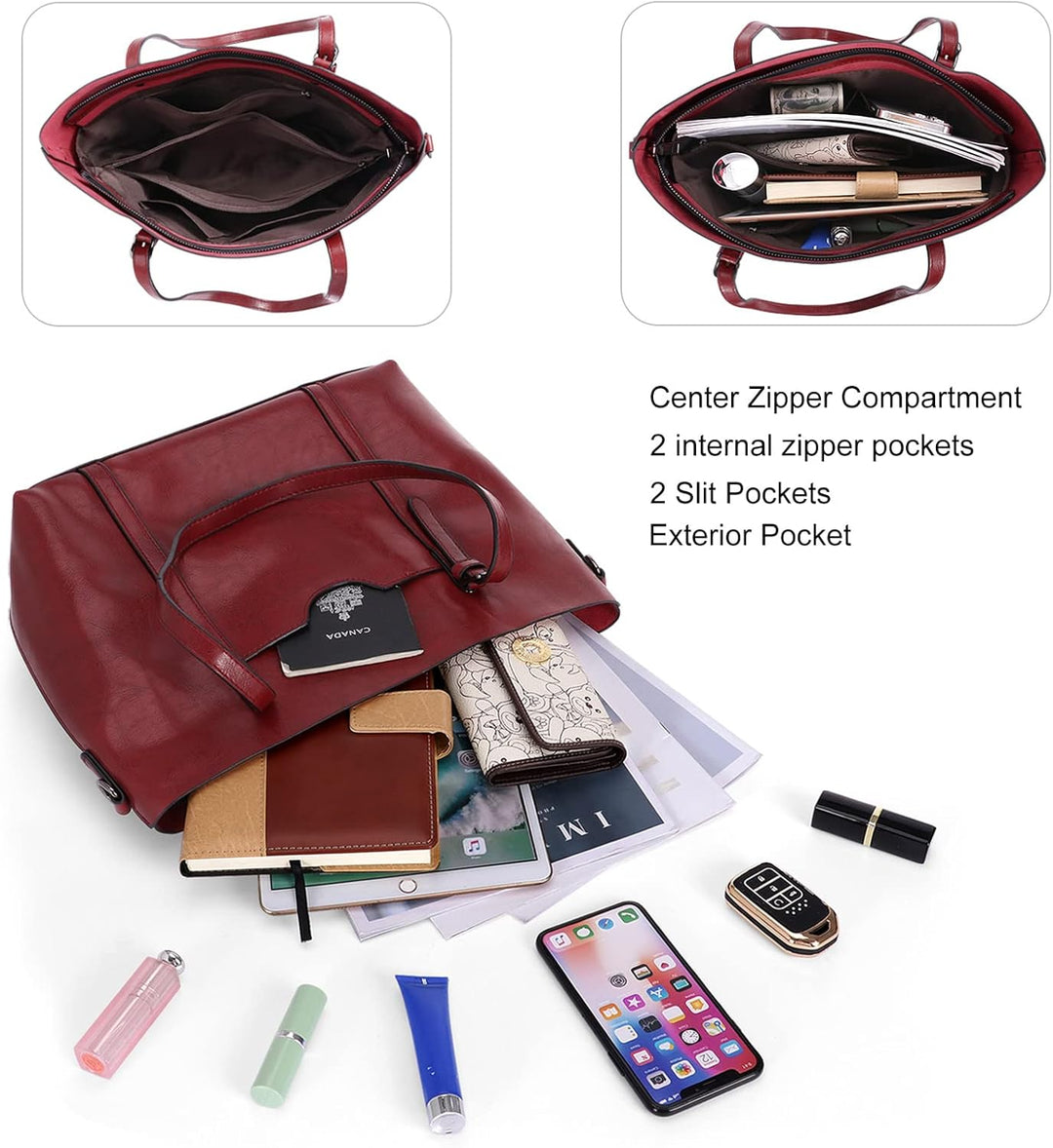 HAWEE Damen Crossbody Handtasche Grosse Shopper Umhängetasche Kunstleder Tote Schultertasche Mode He