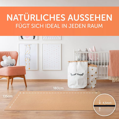 Famifidus Krabbelmatte Baby schadstofffrei - Kinder Spielmatte aus Kork & Naturkautschuk - 80 x 80 c