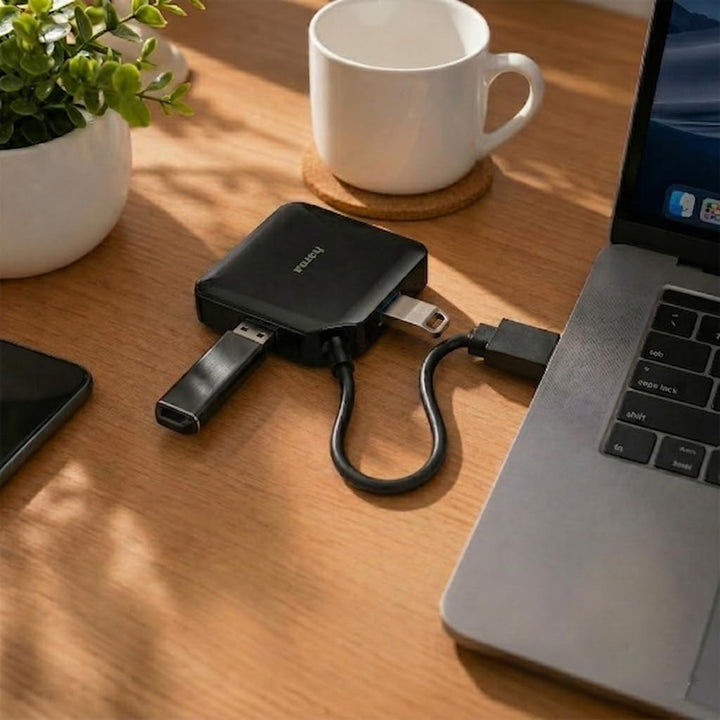 Hama 4-Port USB 3.2 Gen1 Hub (4in1 Verteiler mit 4 Anschlüssen und USB C Adapter, 5 Gbit/s) | USB-Hu