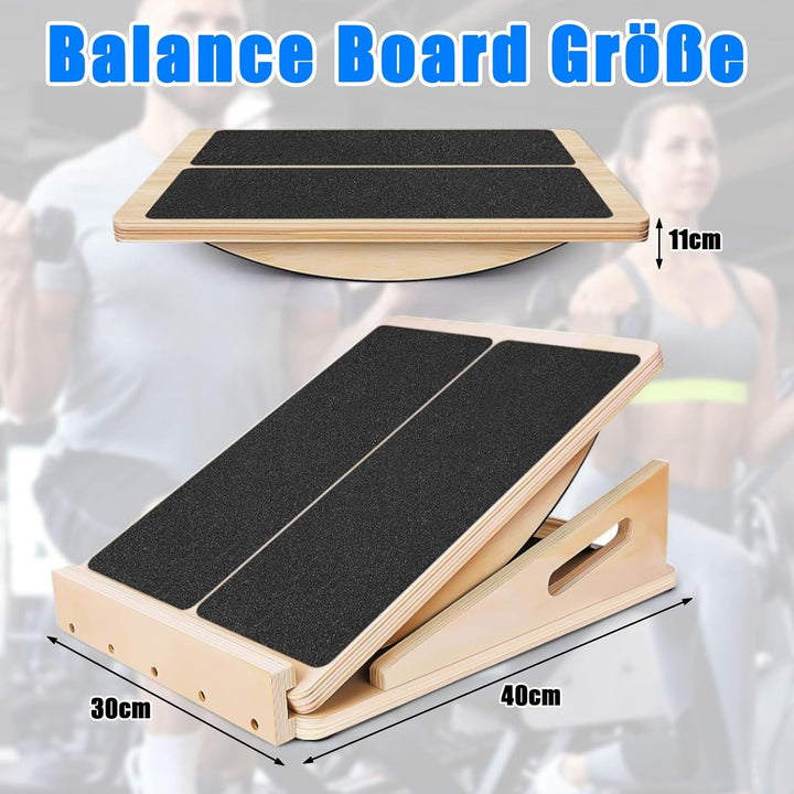 Polegas 2 in 1 Balance Board und Schrägbrett für Erwachsene, Verstellbares Wadendehner und Slant Boa