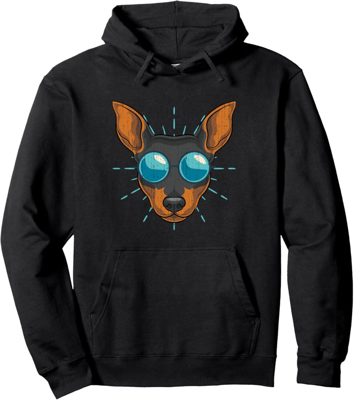 Coole Sonnenbrille Hunde Pinscher Haustier Zwergpinscher Pullover Hoodie