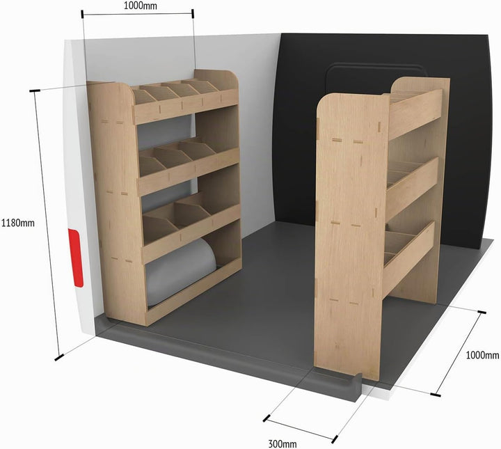 Vanify - Kompatibel mit Ford Transit Custom L1 2012+ Fahrzeugeinrichtung Fahrzeugregale, doppelte Re