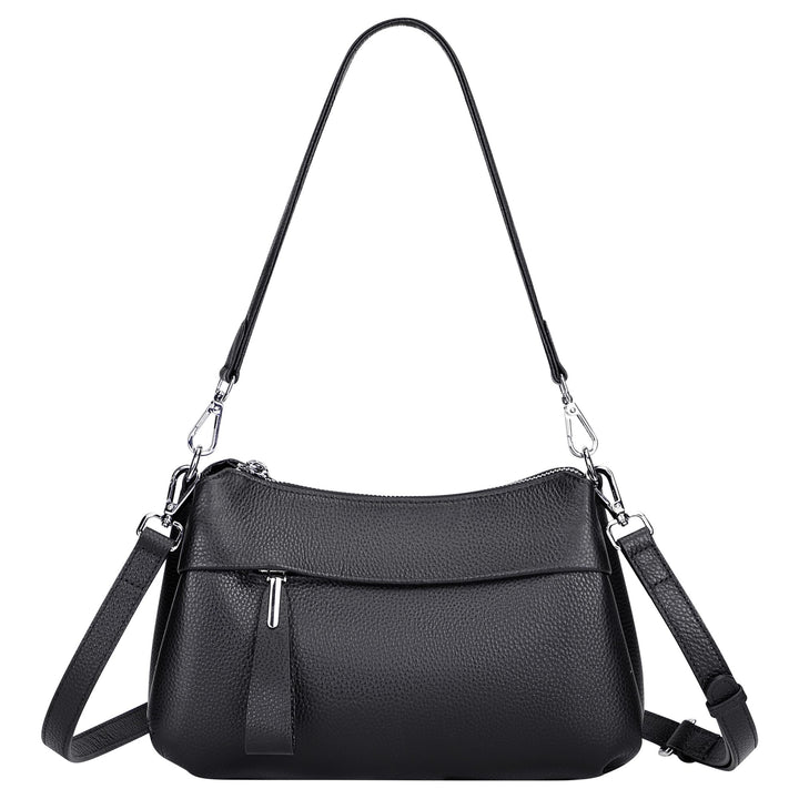 OVER EARTH Leather Handbags for Women Small Hobo Shoulder Bag Ladies Crossbody Purse Silberfarben/Sc