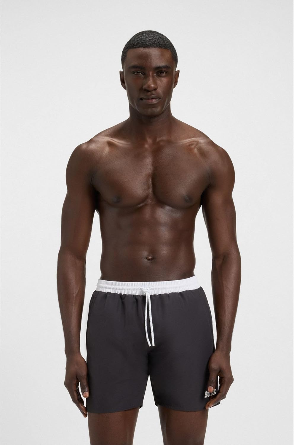BOSS Herren Starfish Schnell trocknende Badeshorts mit Logo-Print S Dark Grey 022, S Dark Grey 022