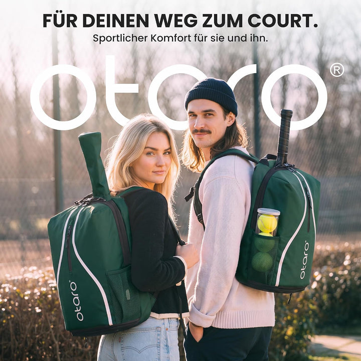 Otaro Tennisrucksack mit Schuhfach (Für 2 Tennisschläger) Inkl. Separierten Schuhfach &amp; Schlägerschu