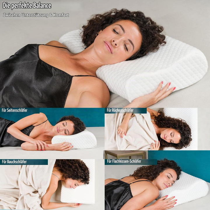 Nackenstützkissen Höheneinstellbares aus Memory Foam Orthopädisches und Ergonomisches Kopfkissen für