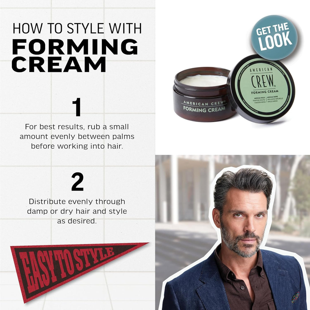 AMERICAN CREW – Forming Cream, 85 g, Stylingcreme für Männer, Haarprodukt mit mittlerem Halt, Stylin
