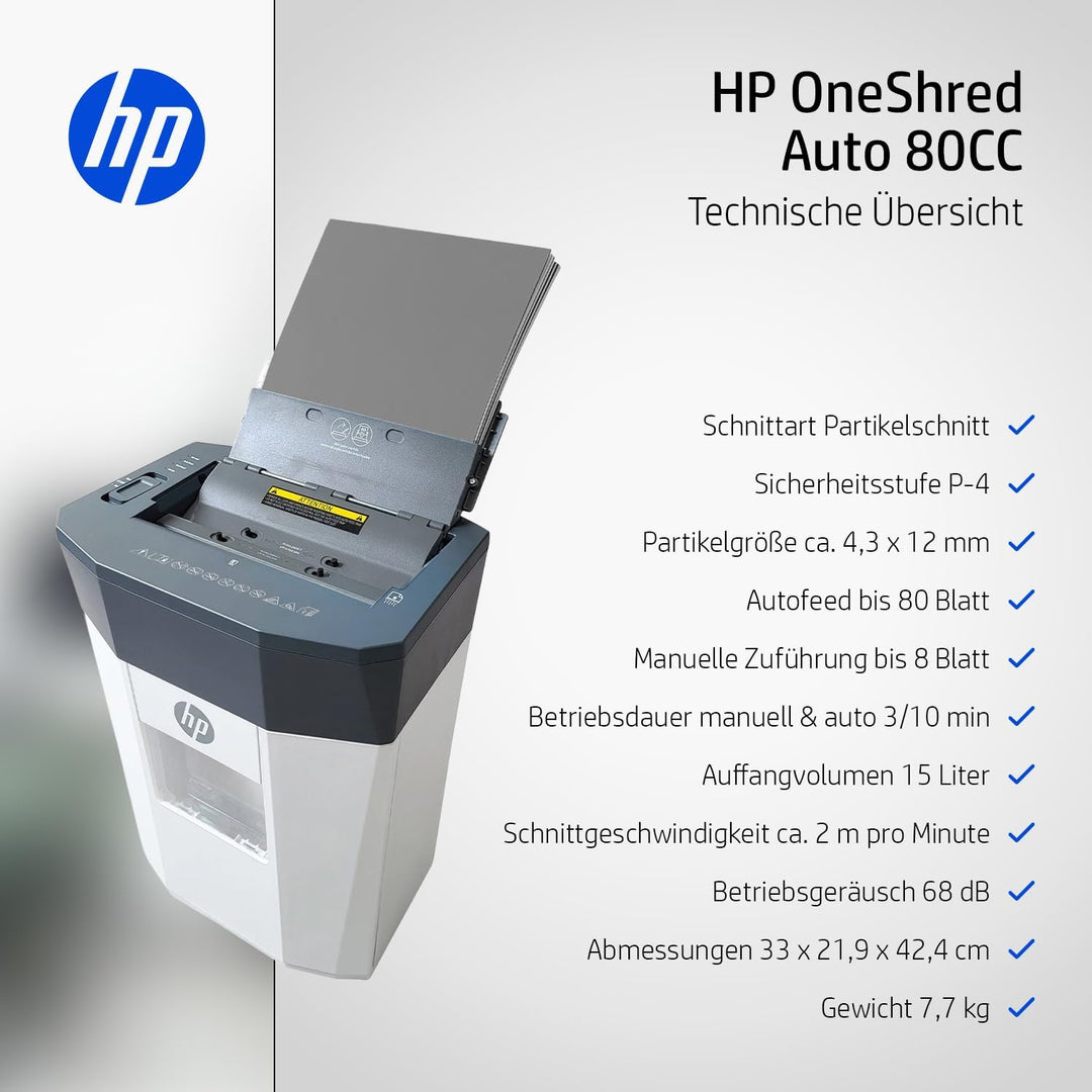 HP ONESHRED Auto 80CC White-Gray Shredder