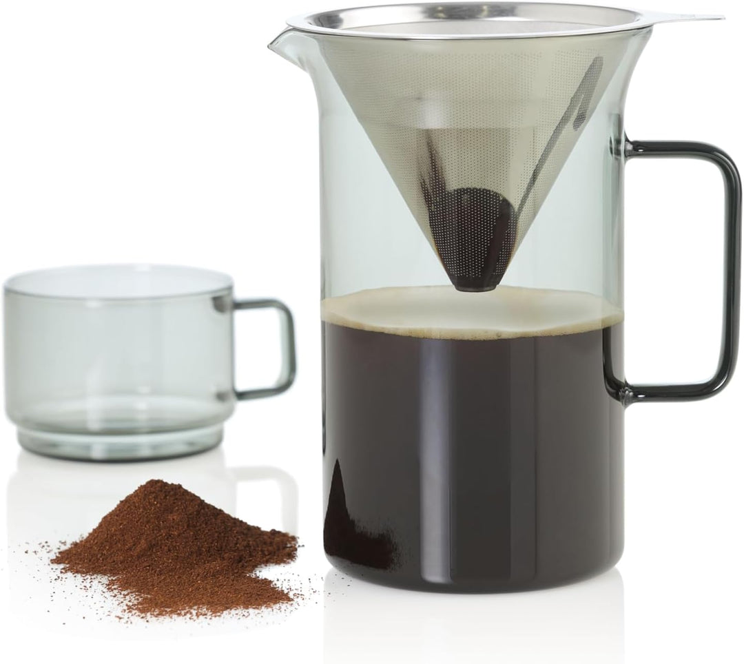 AdHoc MC82 Pour Over Kaffeebereiter Impact | 600 ml | Mundgeblasenes Borosilikatglas | Aromaschonend