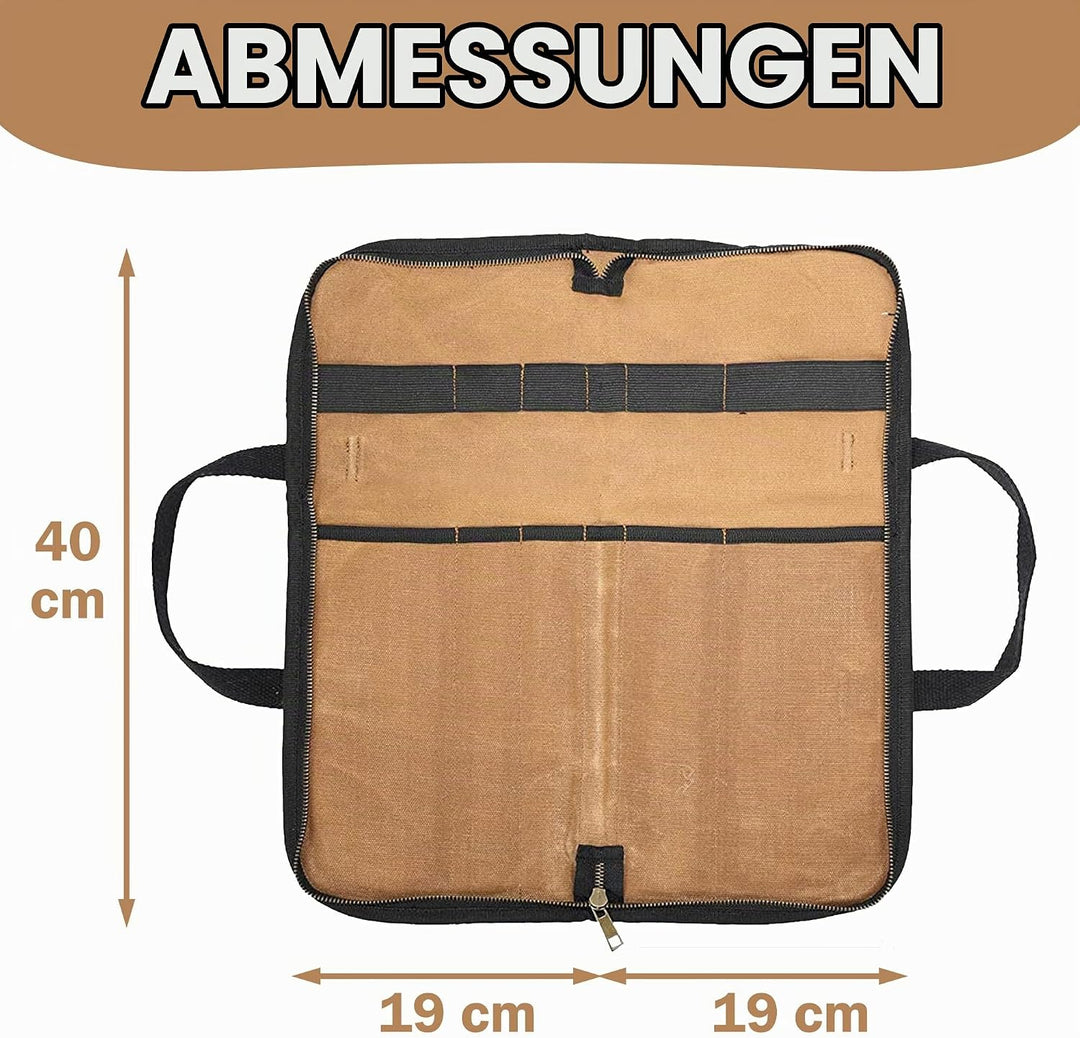 Kaaltisy Küchenmessertasche mit 5 Taschen, Rolltasche, Messertasche Küchenmesser, Messerrolle für Pr
