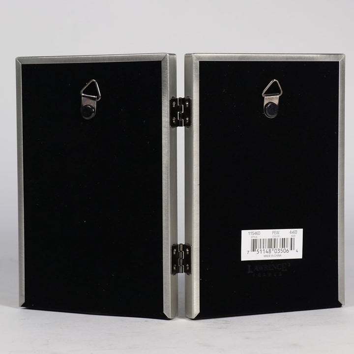 Lawrence Frames Doppel-Bilderrahmen mit Scharnier, 10 x 15 cm, Antik-Zinn-Design zinnfarben 4 Inches
