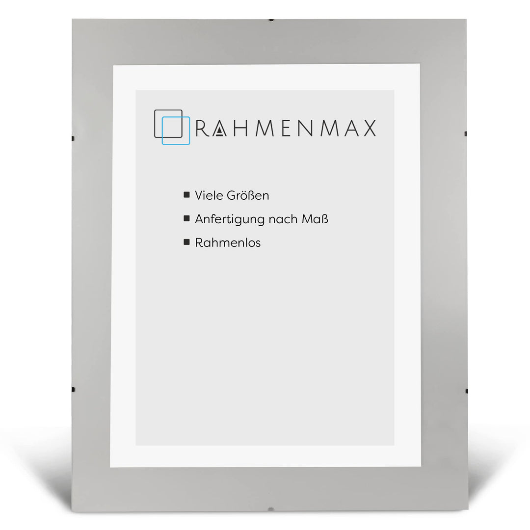Rahmenloser Bildhalter nach Mass – 31x69cm – Acrylglas 1mm klar, bruchsicher – 2,5 mm weisse Rückwan
