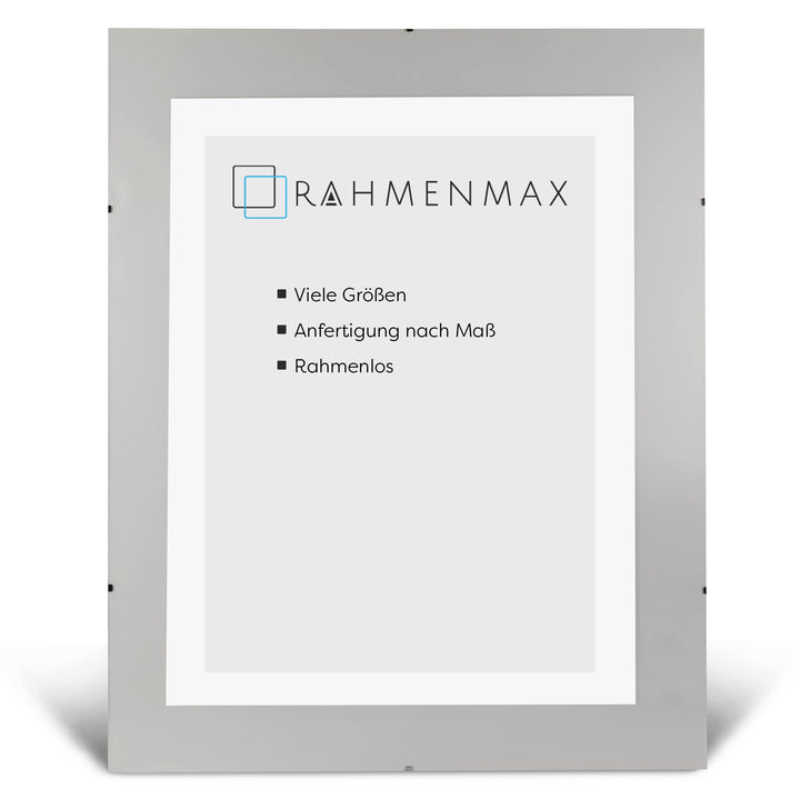 Rahmenloser Bildhalter nach Mass – 31x69cm – Acrylglas 1mm klar, bruchsicher – 2,5 mm weisse Rückwan