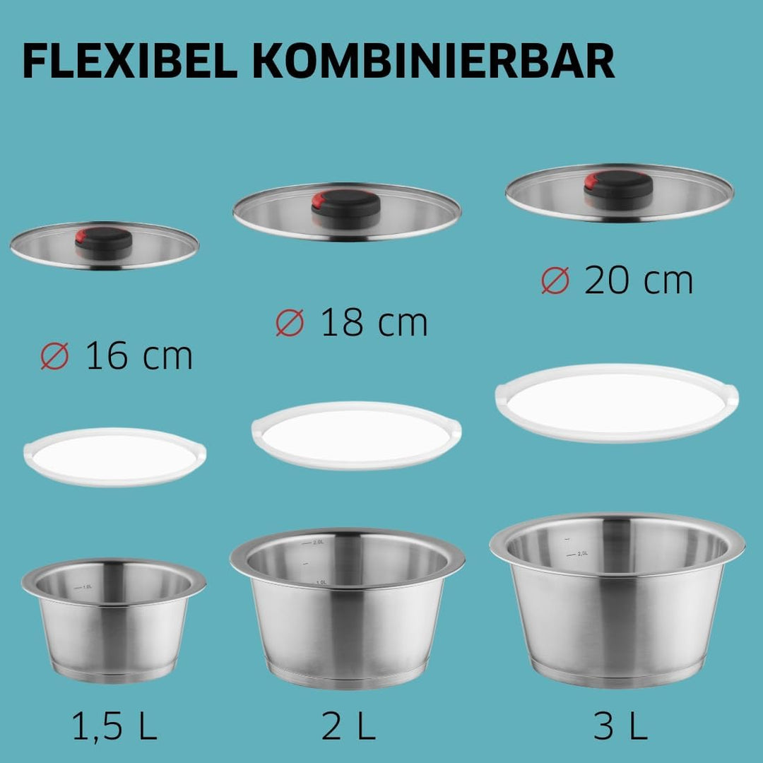 Quick Clack Pro Glasdeckel Ø 20cm, Kochtopf-Zubehör, Ersatzteile Kochzubehör, Deckel passend zu Topf