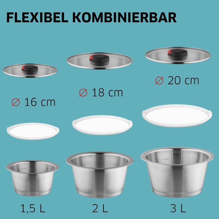 Quick Clack Pro Glasdeckel Ø 28 cm, Kochtopf-Zubehör, Ersatzteile Kochzubehör, Deckel passend zu Top