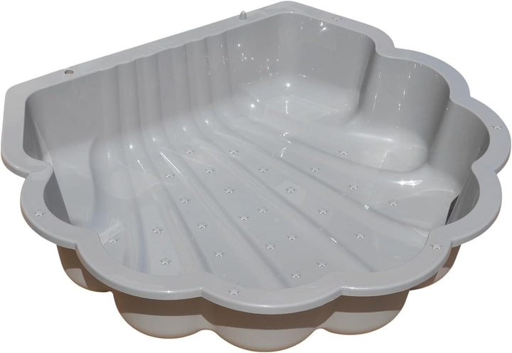 Wassermuschel Sandmuschel Sandkasten 2-teilig aus Kunststoff Muschel mit Deckel (grau mit Seesterne)