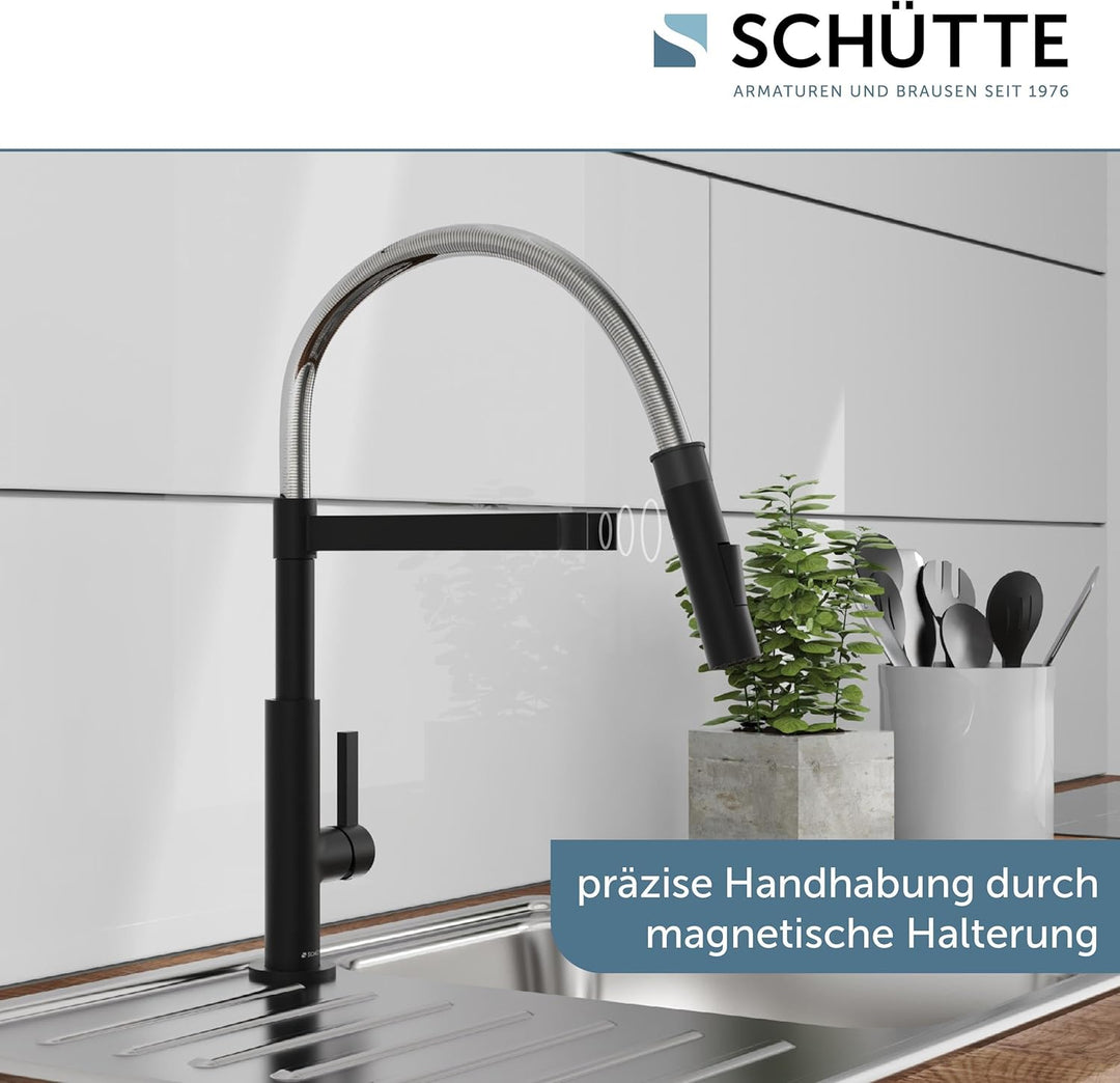 SCHÜTTE 79146 MIAMI Küchenarmatur 360°, Einhebelmischer mit ausziehbarer, magnetischer Geschirrbraus