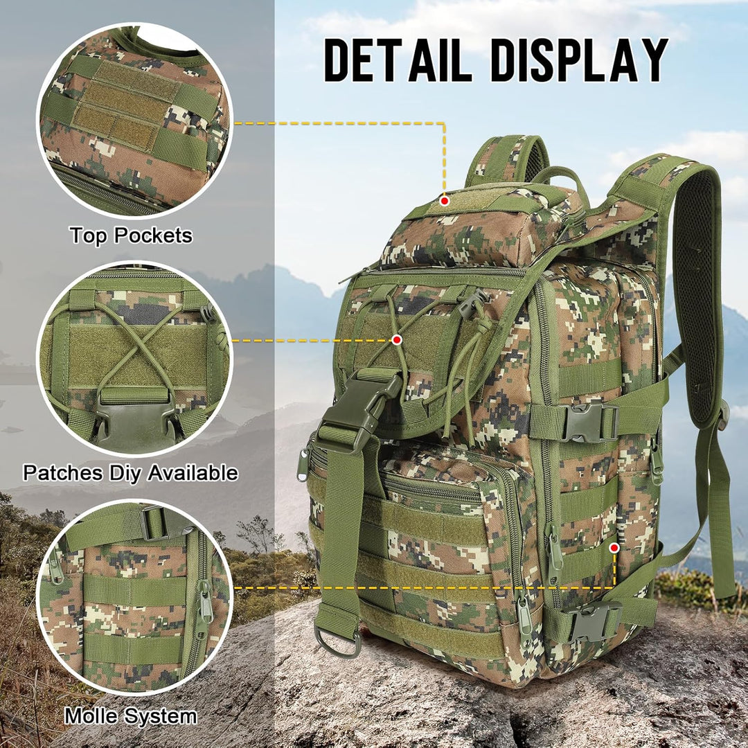 SHANNA Militärrucksack 35L/50L Armee Rucksack Molle, Hohe Kapazität Trekkingrucksack Wanderrucksäcke