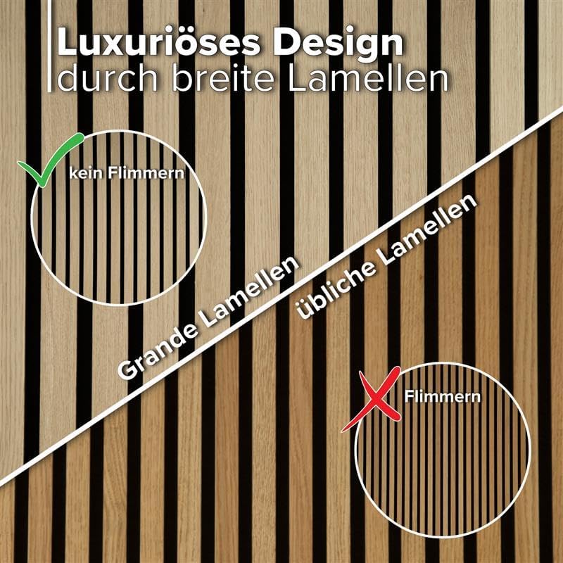 HEXIM Akustikpaneele 4 Stück 280x30cm Holz Grande - XXL Wandpaneele Platten Lamellen Holzpaneele Ech