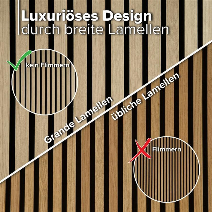 HEXIM Akustikpaneele 4 Stück 280x30cm Holz Grande - XXL Wandpaneele Platten Lamellen Holzpaneele Ech