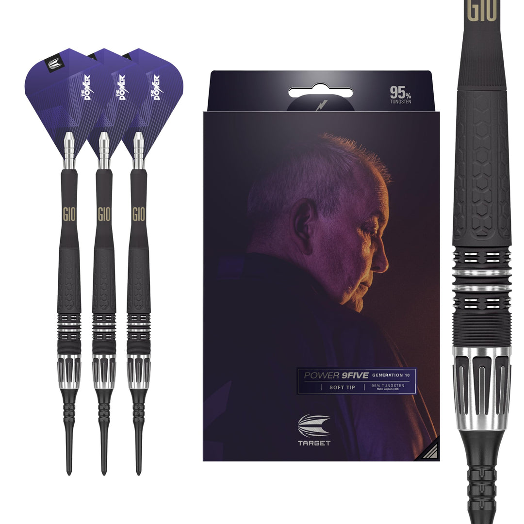 Target Darts Phil Taylor Power 9-Five Gen 10 95% Wolfram Soft Tip Dart Satz 20G, 20G