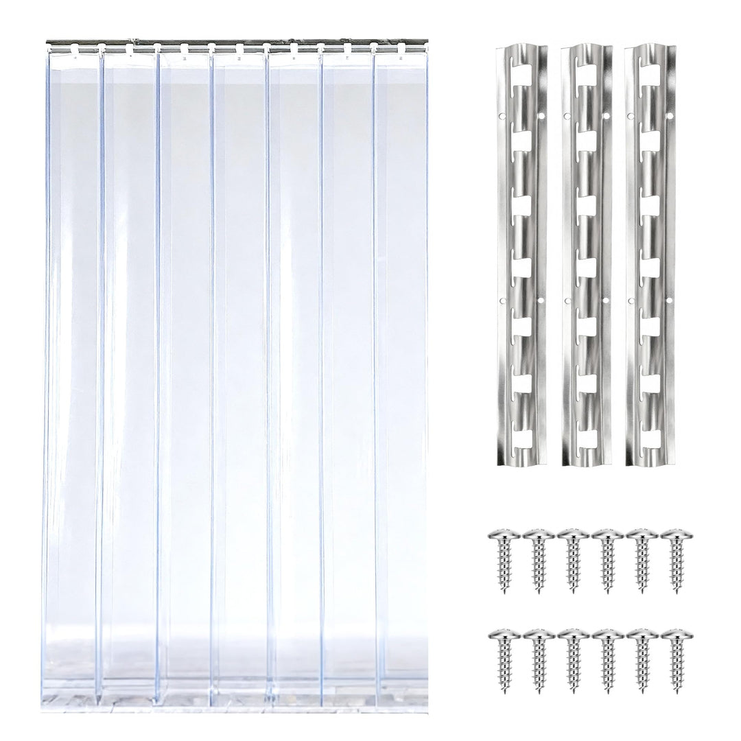 bimiti PVC Lamellenvorhang Streifenvorhang 105 x 200cm Transparent Streifenvorhang, Lamellen Stallvo