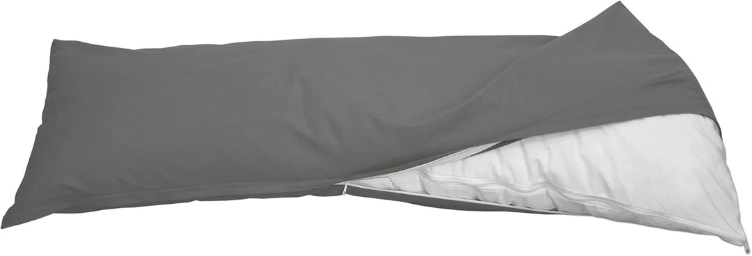 Seitenschläferkissen Bezug 40x140 cm Kissenbezug Anthrazit | Körperkissen Hülle mit Reissverschluss