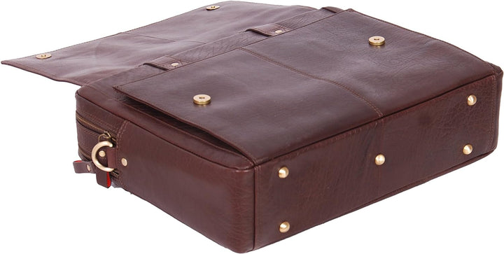 A1 FASHION GOODS Echtes Leder Aktenkoffer A124 Braun Laptop Organizer Arbeit Geschäftstasche