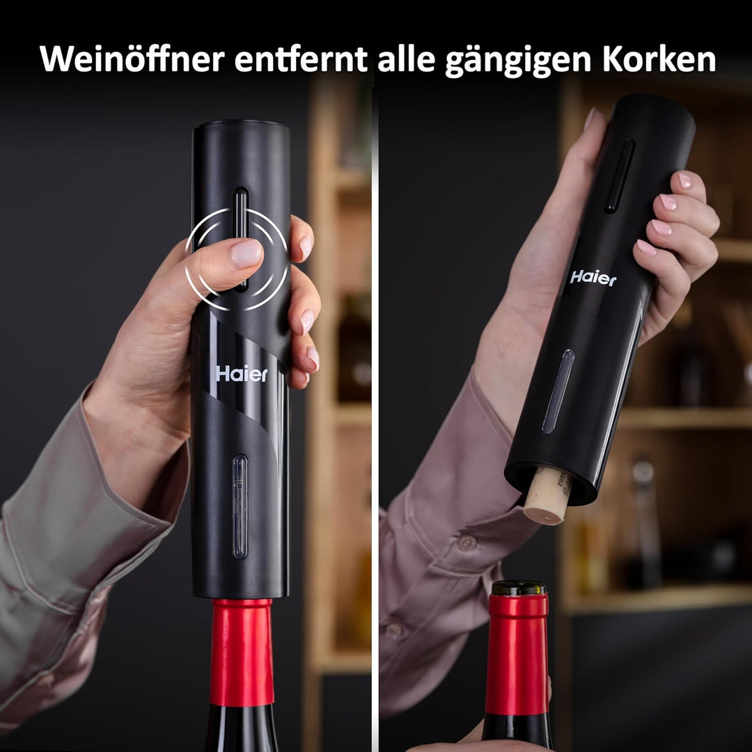 Haier - Elektrisches Weinset/Premium Weinöffner-Set inkl. Dekantieraufsatz und Tropfschutz in Tulpen