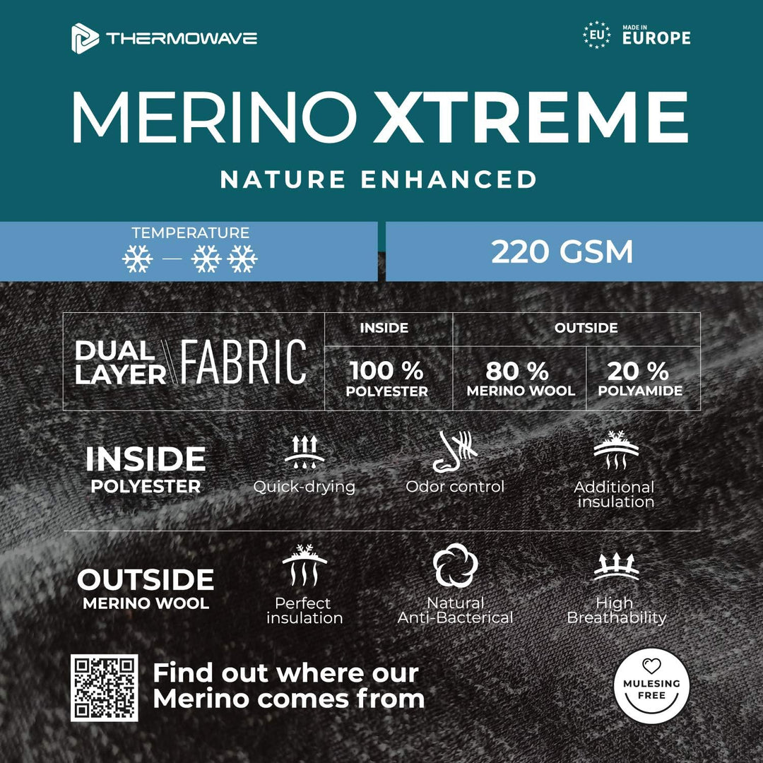 Thermowave Xtreme Merino Unterwäsche Herren - Thermounterwäsche Herren - Merino Shirt Herren - Therm