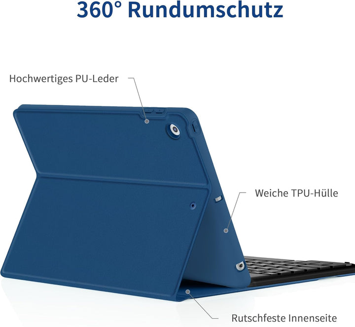 EasyAcc Tastatur Hülle Kompatibel mit iPad 10.2 Zoll 9. / 8. und 7 Generation mit Schutzfolie, [QWER