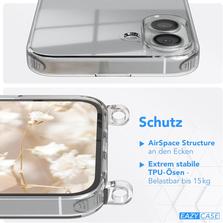 EAZY CASE Handykette - Verstellbares Taschenband kompatibel mit iPhone 16 Plus, Schulterriemen, Hand