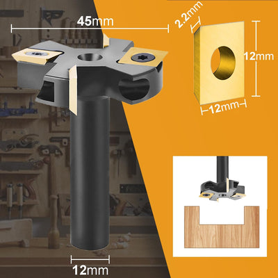 SpeTool Planfräser 12mm Schaft 45mm Schnittdurchmesser Planfräser für Oberfräse Hobelfräser mit ATS