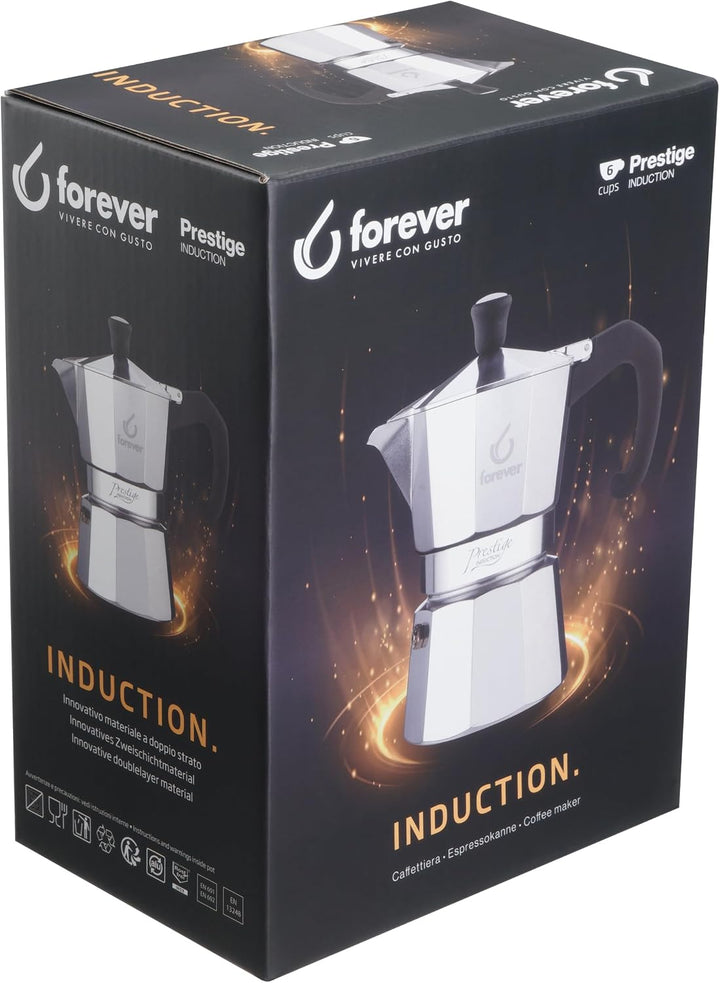 KAUFGUT FRV290610 Espressokocher Moka, Tz.6 Prestige Induktion, Mehrfarbig