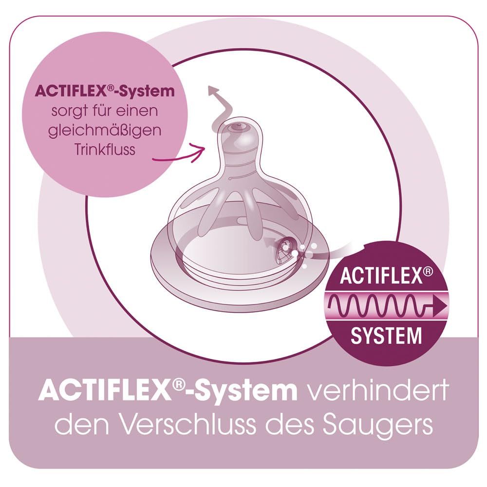 NIP Weithalsglasflasche GLAS Flasche, 2er Set, 120 ml + 240 ml Weithalstrinksauger Silikon, Sauger G
