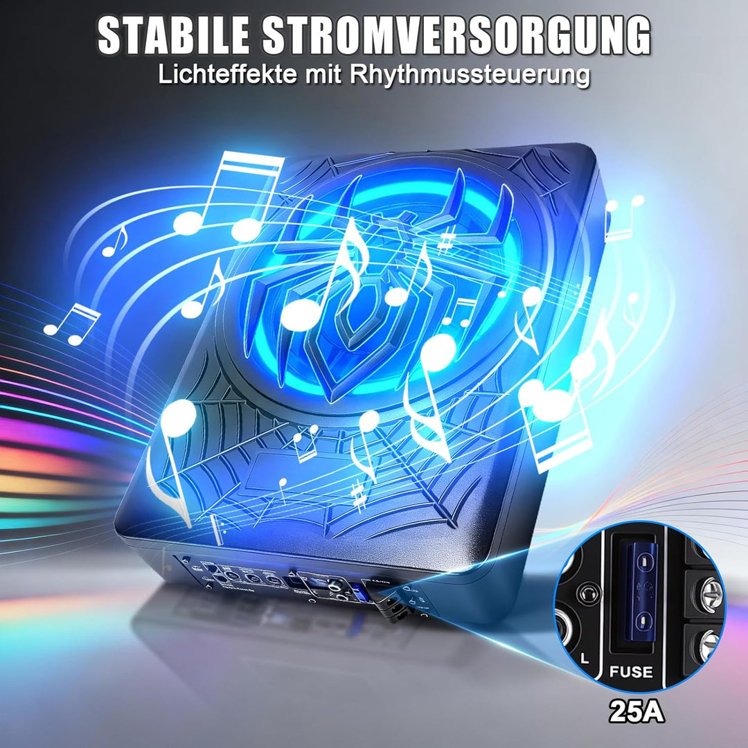 Subwoofer Auto Aktiv Unter Sitz 10 Zoll 1250W Ultra Flach Bassbox Tieftonlautsprecher Mit Verstärker