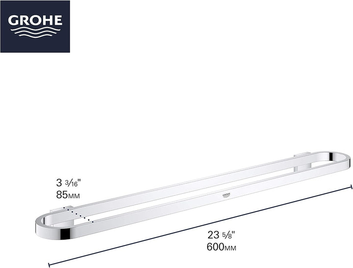 Grohe 41056000 Selection | Accessoires-Doppelter Bademantelhaken | supersteel | 41049DC0 Chrom Badet