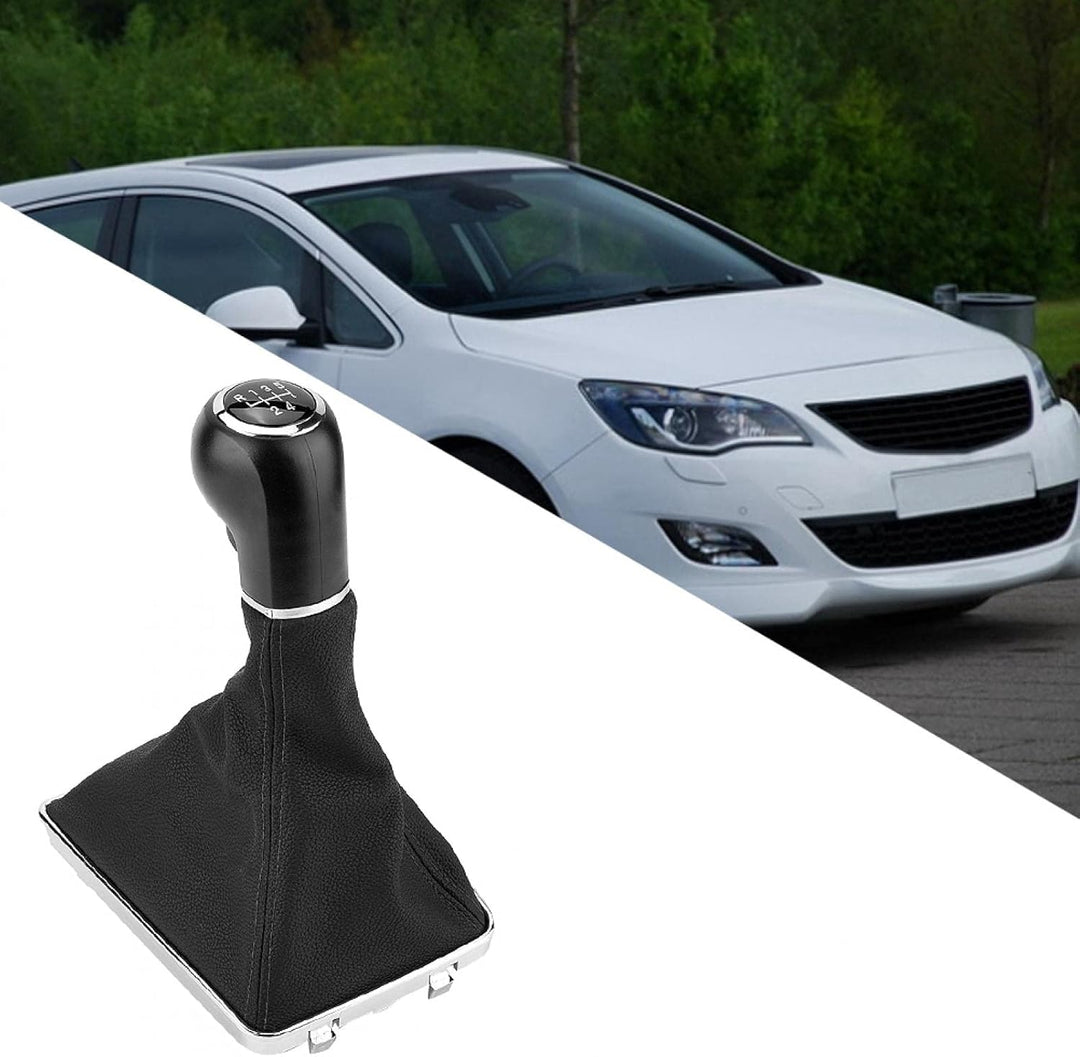 Aramox 5 Gang ABS Schaltknauf Kunstleder Gamasche Kofferraumabdeckung Schwarz für Opel Astra Corsa G
