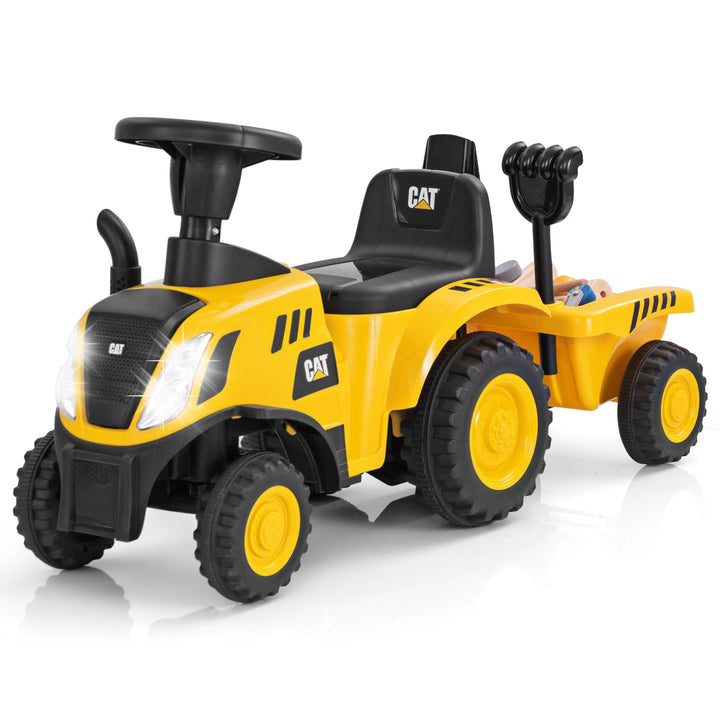 COSTWAY Rutschauto mit abnehmbarem Anhänger, Rutscher Traktor mit Schaufel & Rechen, Rutschfahrzeug