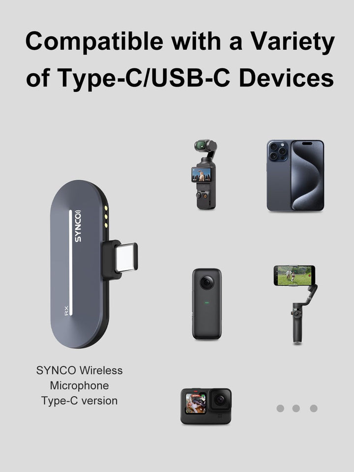 SYNCO Lavalier Mikrofon Kabellos 【Type-C】, P1T Smartphone Mikro Wireless mit Ladebox, Kompatibel mit