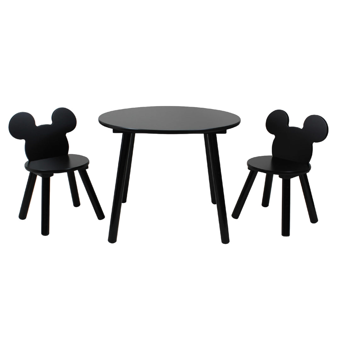 Disney Set mit Tisch und Stühlen, 15 mm MDF + Kiefernholz, Black, S Mickey Mouse Schwarz, Mickey Mou