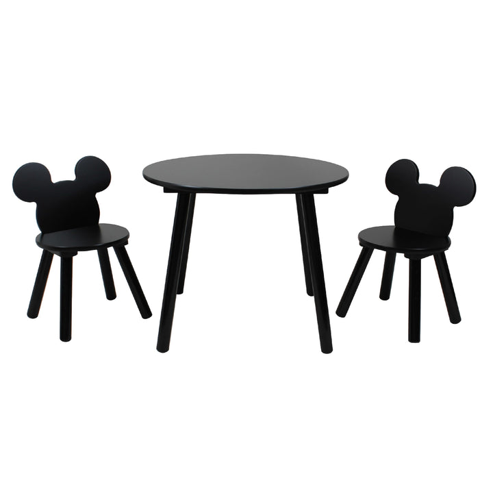 Disney Set mit Tisch und Stühlen, 15 mm MDF + Kiefernholz, Black, S Mickey Mouse Schwarz, Mickey Mou