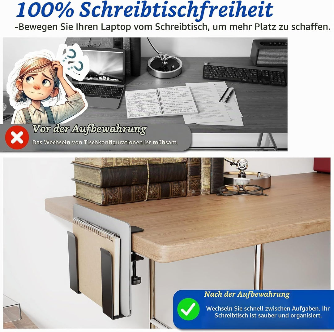 otuiaim Verstellbarer Laptopständer mit Klemme für Schreibtische - ohne Bohren - Edelstahl Schreibti