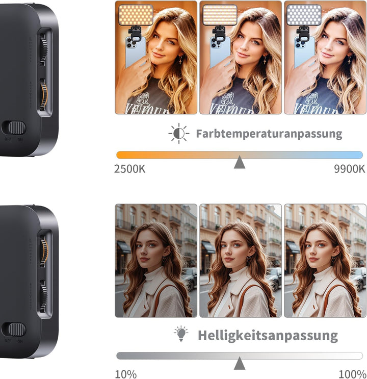 TONEOF 96 LED Handy Licht mit Weichem Diffusor und Integriertem Ständer, Wiederaufladbare Kameralich