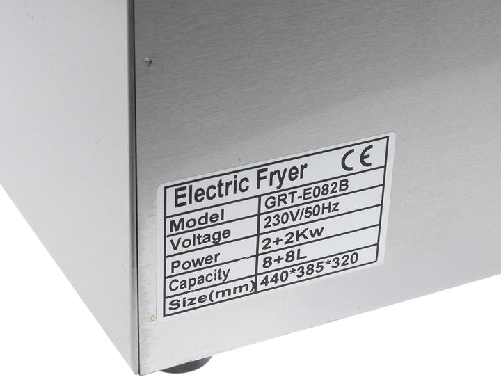 Elektro-Doppelfritteuse 16L Edelstahl – 2 x 8L Kammern, je 2000W – Profi Fritteuse mit Temperaturreg