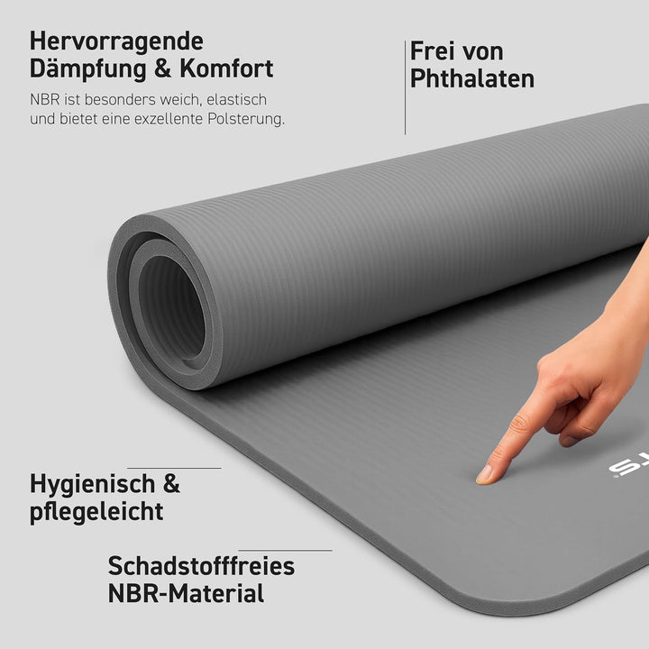 MSPORTS Gymnastikmatte | Yogamatte Premium rutschfest inkl. Tragegurt + Übungsposter + Workout App I
