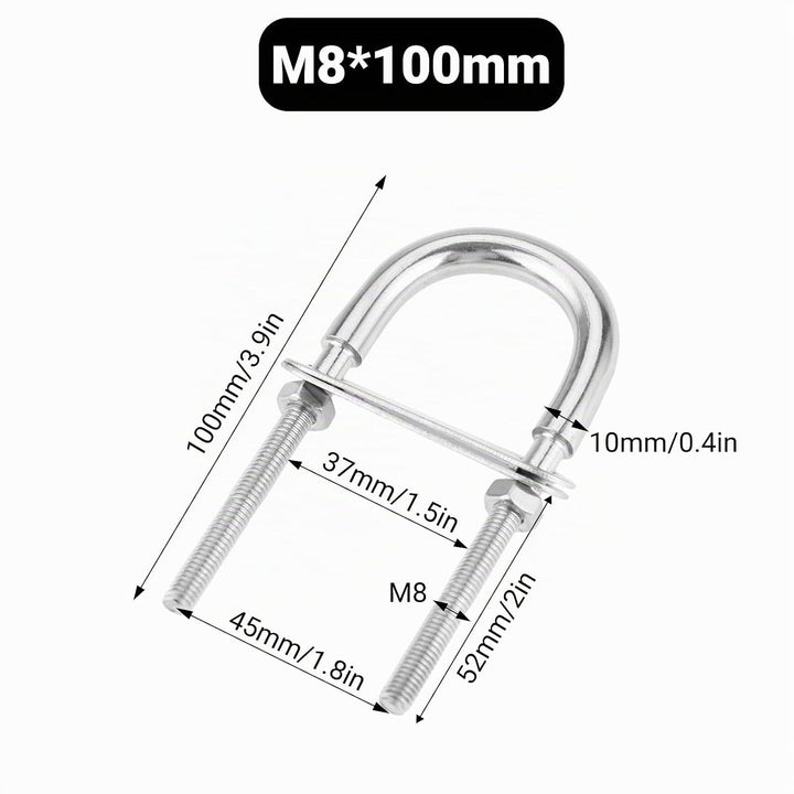 4 Stück U Bolzen, M5 M6 M8 M10 M12 Edelstahl 304 Bügelschraube Gewindebügel mit Mutter Platte