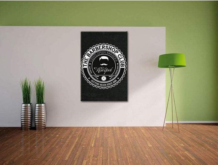 Dark the Barber-Shop-Club black Leinwandbild Bild auf Leinwand, XXL riesige Bilder fertig gerahmt mi