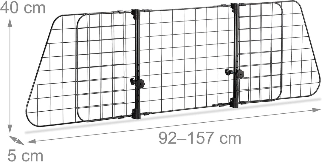 Relaxdays Hundegitter Auto, Trenngitter Universal gross, verstellbare Breite, Autogitter Masse HxB 4