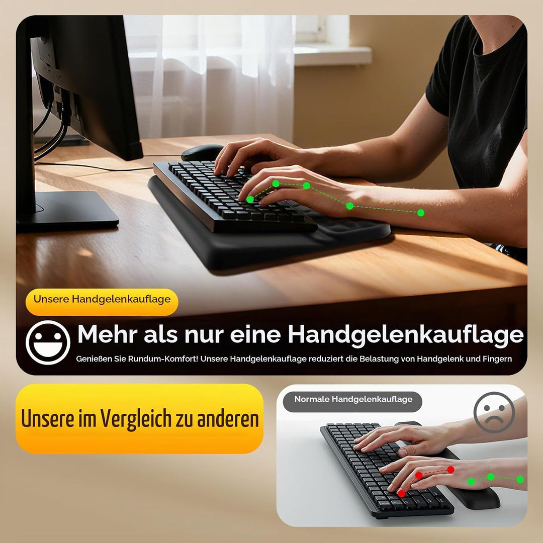 Handballenauflage Tastatur,Handstütze Tastatur Handauflage Ergonomisch,Memory-Schaum Rutschfest Tast